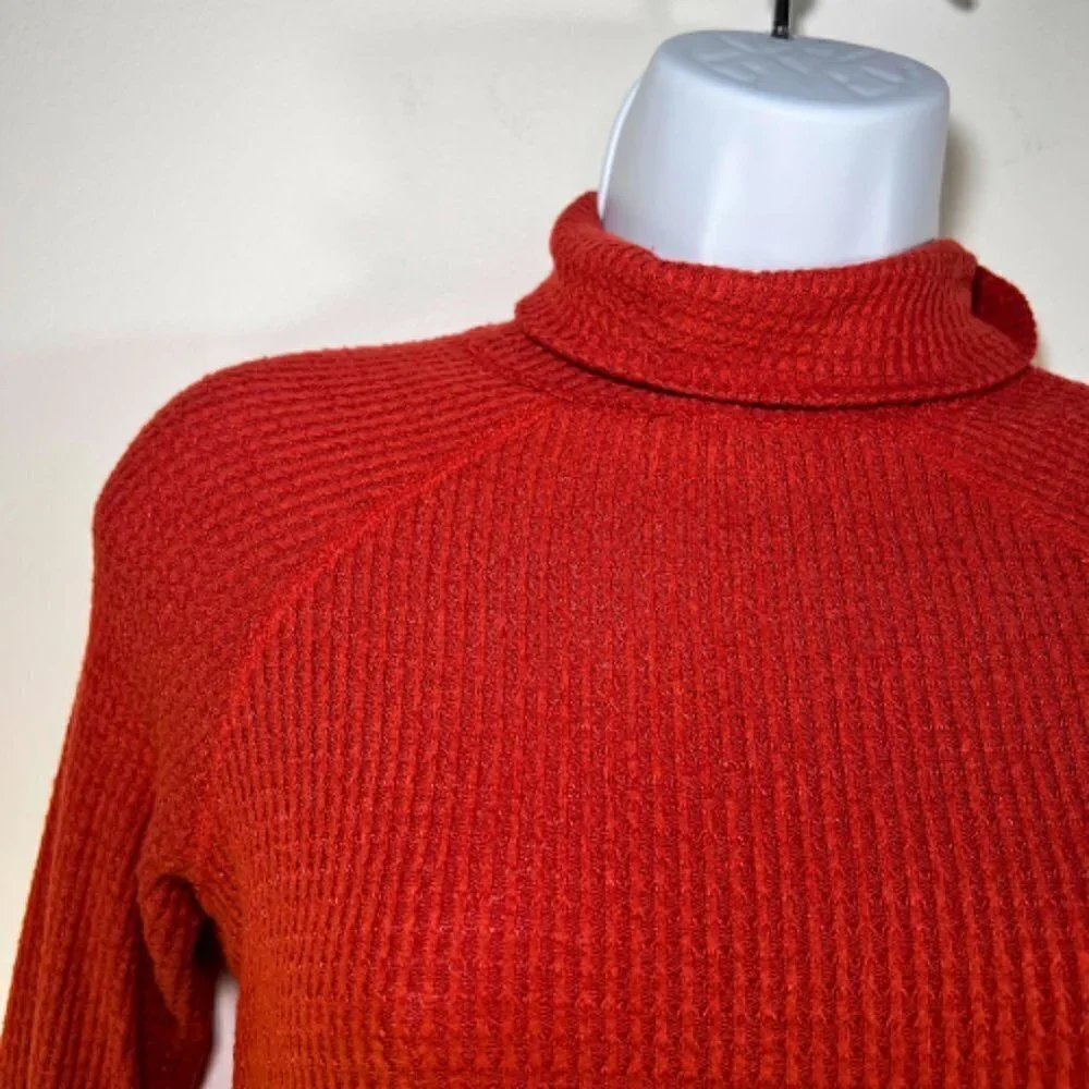 INTIMATELY FREE PEOPLE Burnt Orange Waffle Knit Turtleneck Bodysuit Size S - Picture 4 of 9